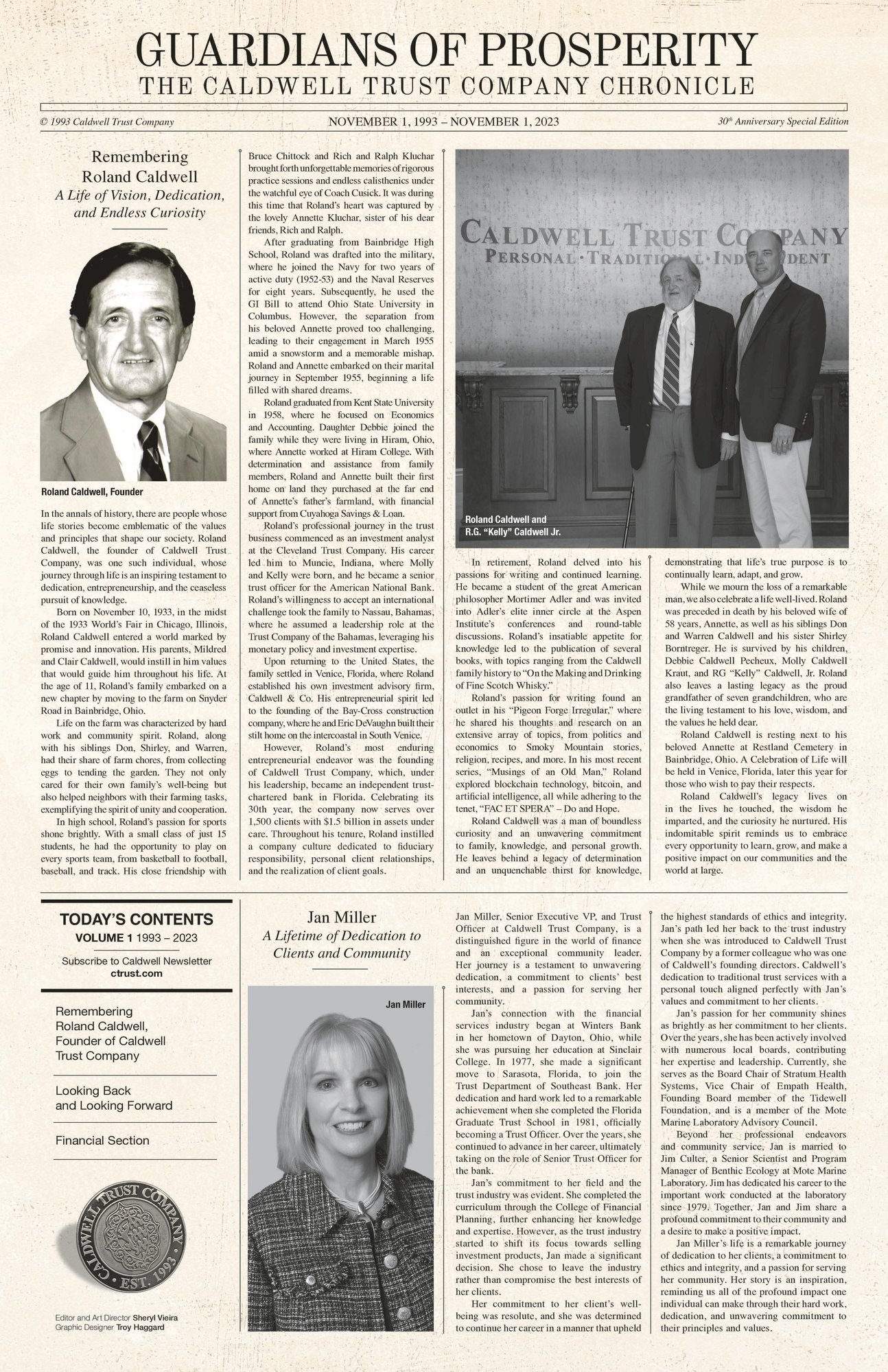 Caldwell Trust Company 30-Year Anniversary_Guardians of Prosperity Newspaper COVER ONLY